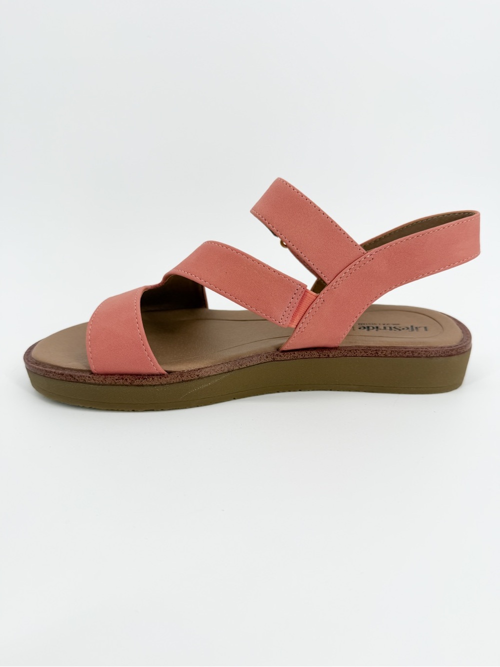 LifeStride Waverly Strappy Platform Sandals Hook & Loop Coral Pink 6W WIDE NEW - Picture 6 of 16